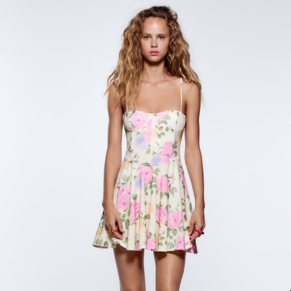Zara Floral Corset Dress - Picture 1 of 7
